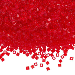 Seed bead, Miyuki 1pkg10g, glass, 1.8 square, transparent red (SB-140)