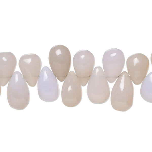 Bead, peach and purple chalcedony (dyed), light, 11x7mm-13x8mm hand-cut top-drilled teardrop with 0.4-1.4mm hole, C- grade, Mohs hardness 6-1/2 to 7. Sold per 8-inch strand. image number 0
