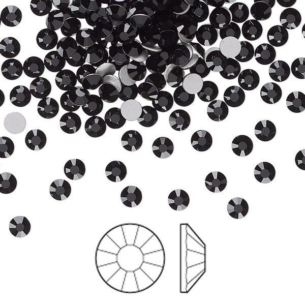 Flat back 1440pk jet foil back, Preciosa Viva 12® Czech crystal rhinestone 3-3.2mm chaton rose round SS12 image number 0