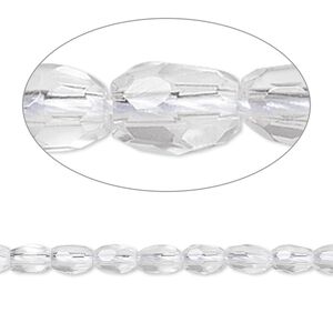 Quartz crystal 1pkg1, faceted oval bead natural 8 inch 6x4mm