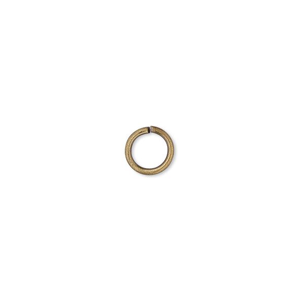 Jump ring, antique gold-plated brass, 7mm round, 5.1mm inside diameter, 18 gauge. Sold per pkg of 1,000. image number 0
