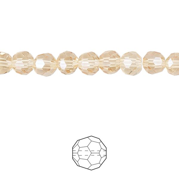 Bead 144pk translucent crystal golden shadow, Celestial Crystal® 6mm round image number 0