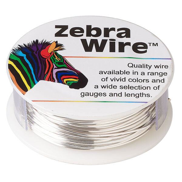 Wire, Zebra Wire™, silver-plated copper, round, 20 gauge. Sold per 1/4-pound spool, approximately 26 yards (24 meters). image number 0