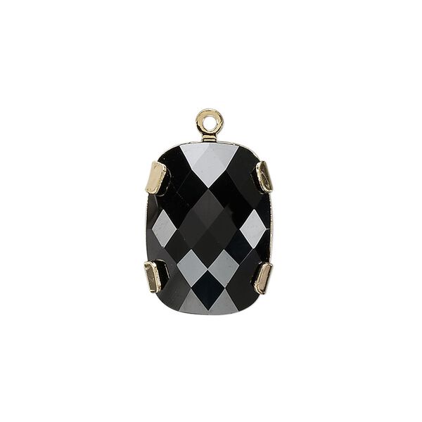 Drop 1pk jet gold plate, Crystal Passions® 18x13mm rectangle 11504 image number 0