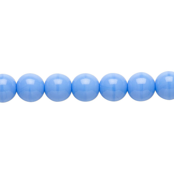 Bead, Czech glass druk, opaque light blue, 8mm round. Sold per 15-1/2" to 16" strand. image number 0