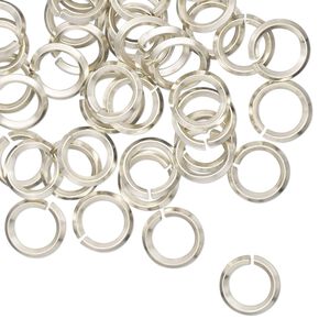 Jump ring, copper / zinc / nickel, nickel silver, 8mm hand-cut round diamond wire, 5.2mm inside diameter, 16 gauge. Sold per pkg of 50.