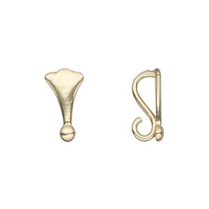 Bail, JBB Findings, pendant, brass, 15.5x9mm fan with hidden hook. Sold per pkg of 2.