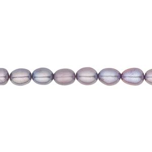 Pearl cultured freshwater 1pk 5-6mm rice C grade, dyed lilac 15 inch