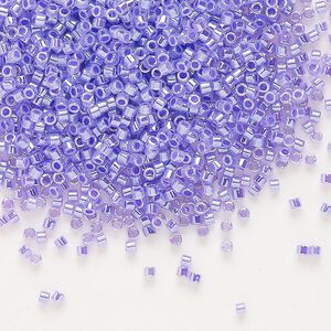 Seed bead, Delica®, glass, pkg/7.5g, #11 round, opaque inside dyed color luster purple (DB-0249).