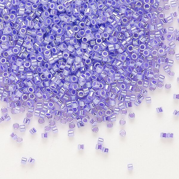 Seed bead, Delica®, glass, pkg/7.5g, #11 round, opaque inside dyed color luster purple (DB-0249). image number 0