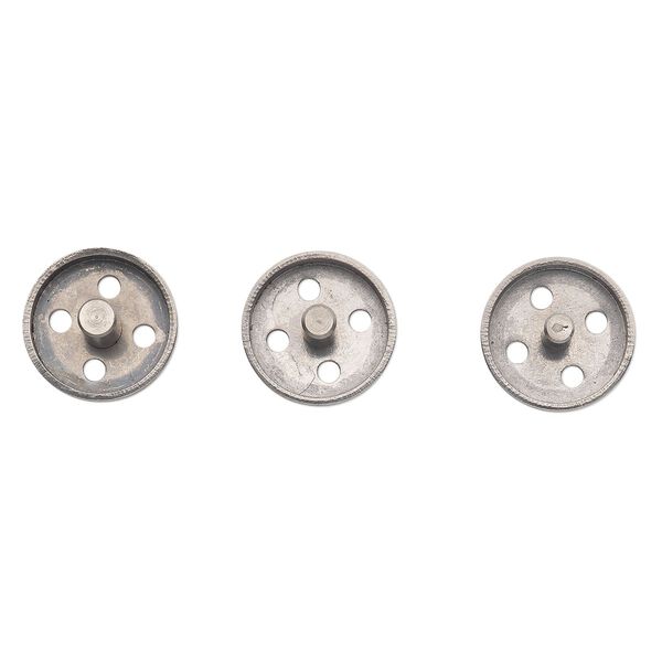 Clay extruder adapter, Makin's Professional® Clay Core®, stainless steel, 18mm disc with 3.5-4.5mm inside hole. Sold per 3-piece set. image number 0