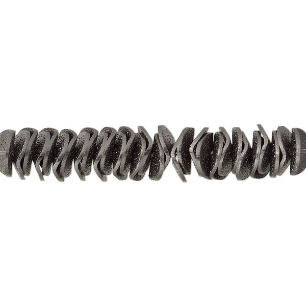 Bead, gunmetal-plated brass, 6x2mm-8x2mm textured wavy rondelle. Sold per pkg of 30. image number 0