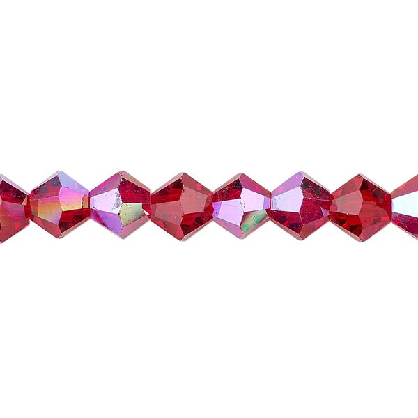 Bead 1pk transparent red AB, Celestial Crystal® 8mm bicone 15.5-16 inch image number 0