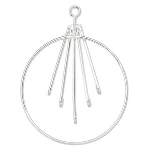 Focal, silver-plated brass, 40mm hoop and bars with 5 loops. Sold per pkg of 10.