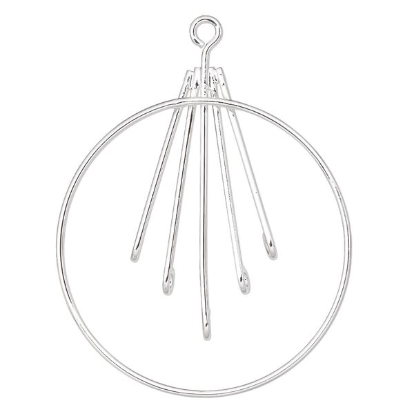 Focal, silver-plated brass, 40mm hoop and bars with 5 loops. Sold per pkg of 10. image number 0