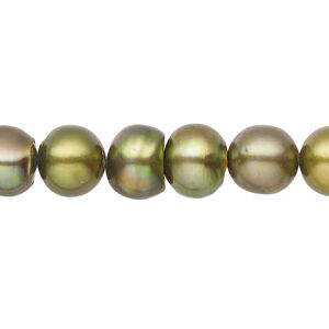 Freshwater pearl 1pkg1, rice / semi-round, 15 inch iris bronze 8-10mm cultured