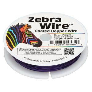 Wire, Zebra Wire™, color-coated copper, purple, round, 24 gauge. Sold per 20-yard spool.