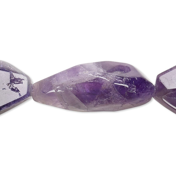 Bead, amethyst and banded amethyst (dyed), large to extra-large flat nugget, Mohs hardness 7. Sold per 15-inch strand. image number 0