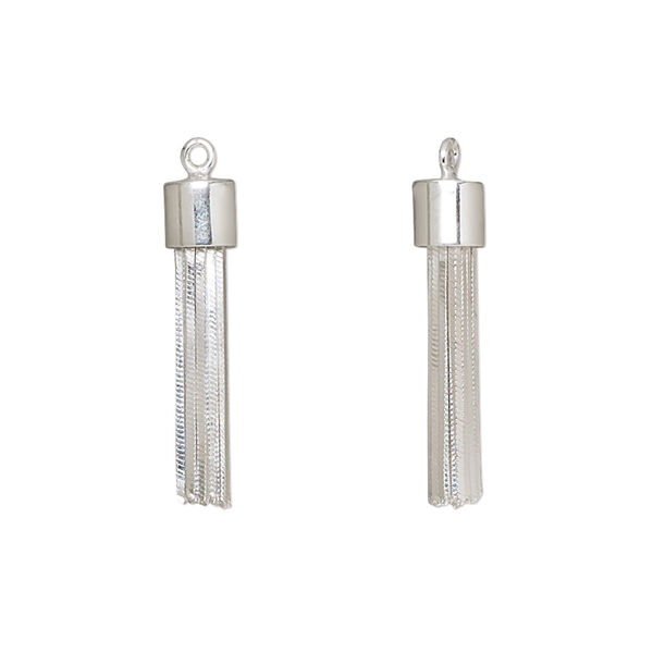 Component, sterling silver, 22x5mm chain tassel. Sold individually. image number 0