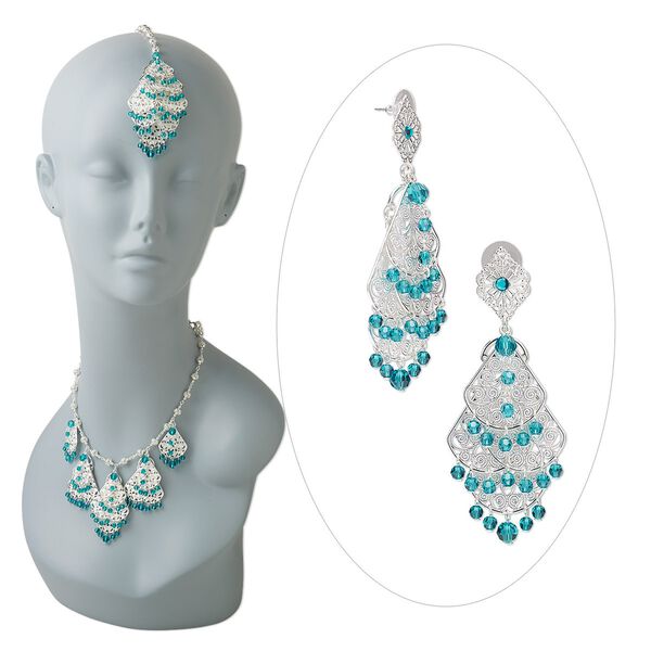 Necklace / earring / tikka set, One of a Kind Jewelry, 18 inches / 3 inches / 17 inches. Only one available. image number 0