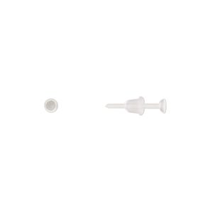 Earstud 1pkg20, 3mm flat pad / 3mm round setting / earnuts, acrylic 10 pair
