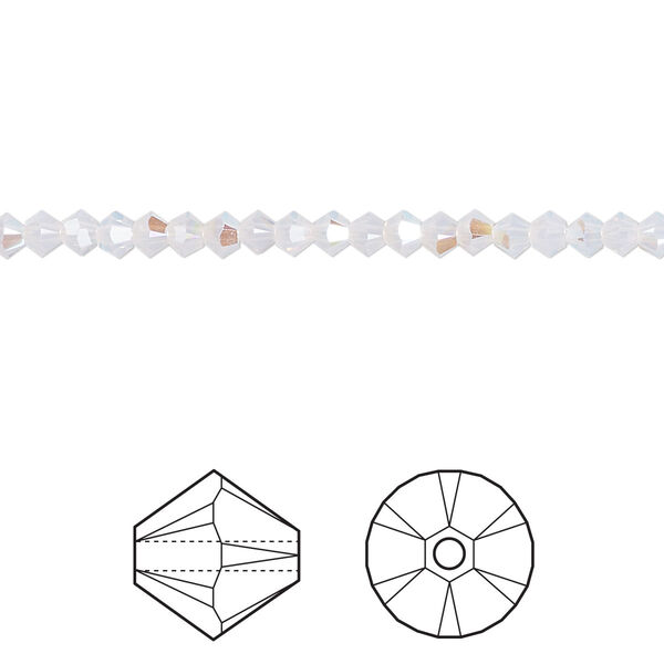 Bead 48pk white opal shimmer, Crystal Passions® 3mm bicone 5328 image number 0