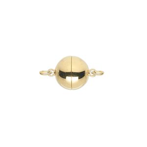 Clasp magnetic 1pkg1 gold-plated, 10mm round, brass 1-strand