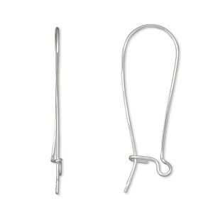 Ear wire kidney 1pkg2 sterling silver, 34mm / open loop, 21 gauge 1 pair