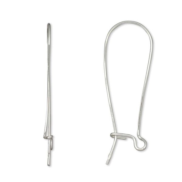 Ear wire kidney 1pkg2 sterling silver, 34mm / open loop, 21 gauge 1 pair image number 0