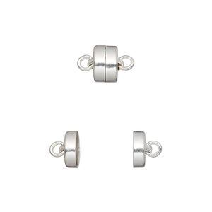 Clasp, magnetic, sterling silver, 7.5x5mm barrel with (2) soldered jumprings. Sold individually.