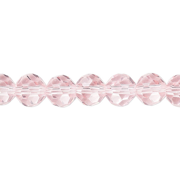 Bead 1pk 32 facets transparent pink, Celestial Crystal® 8mm round 15.5-16 inch image number 0