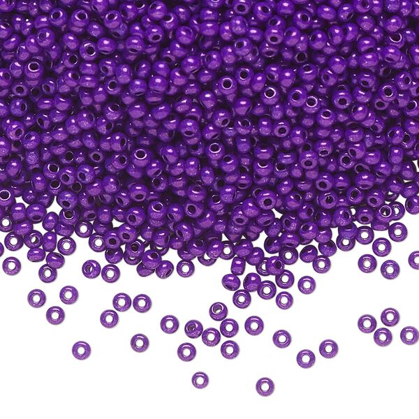 Seed bead, Preciosa Ornela Czech glass, pkg/50g, #11 rocaille, opaque terra intensive dyed violet chalkwhite, (16A28). image number 0