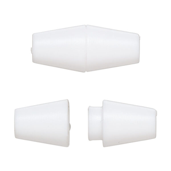 Clasp, breakaway, polyoxymethylene, white, 27x12mm double cone. Sold per pkg of 50. image number 0