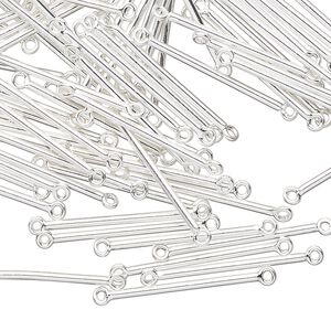 Link, silver-finished brass, 25x1mm bar. Sold per pkg of 100.