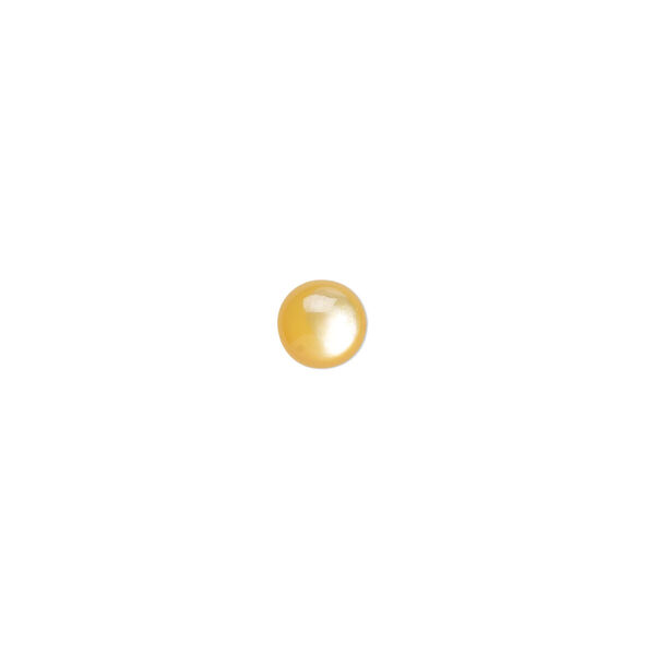 Cabochon, gold lip shell (natural), 6mm calibrated round, Mohs hardness 3-1/2. Sold per pkg of 4. image number 0