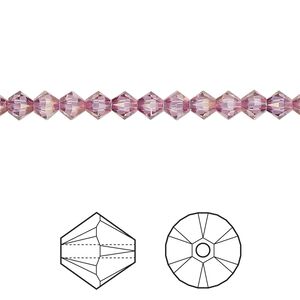 Bead 48pk dark rose, Crystal Passions® 4mm bicone 5328