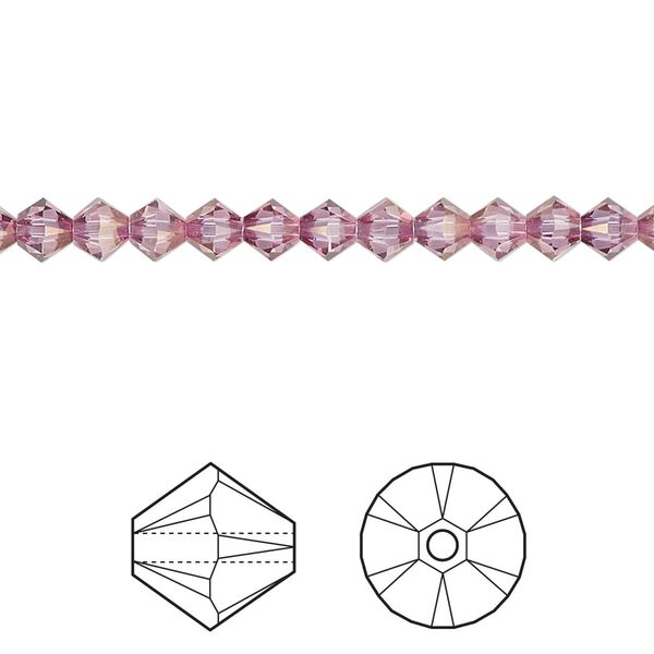 Bead 48pk dark rose, Crystal Passions® 4mm bicone 5328 image number 0