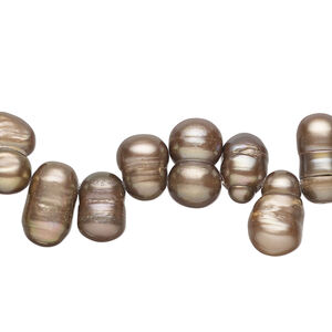 Freshwater pearl 1pkg1, top-drilled freeform, 14 inch light lilac bronze 9x7mm-16x9mm cultured