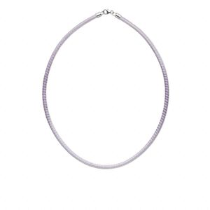 Necklace, brass mesh over leatherette cord and imitation rhodium-finished sterling silver, silver/purple, 3-4mm, 16 inches with lobster claw clasp. Sold individually.