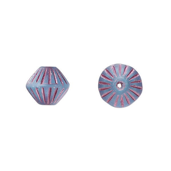 Bead, Preciosa, Czech pressed glass, opaque teal violet, 11mm fluted bicone. Sold per pkg of 12. image number 0