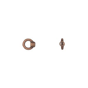 Crimp end, JBB Findings, antique copper-plated brass, 2.5x2mm tube with 5.5mm loop, 1.5mm hole. Sold per pkg of 4.
