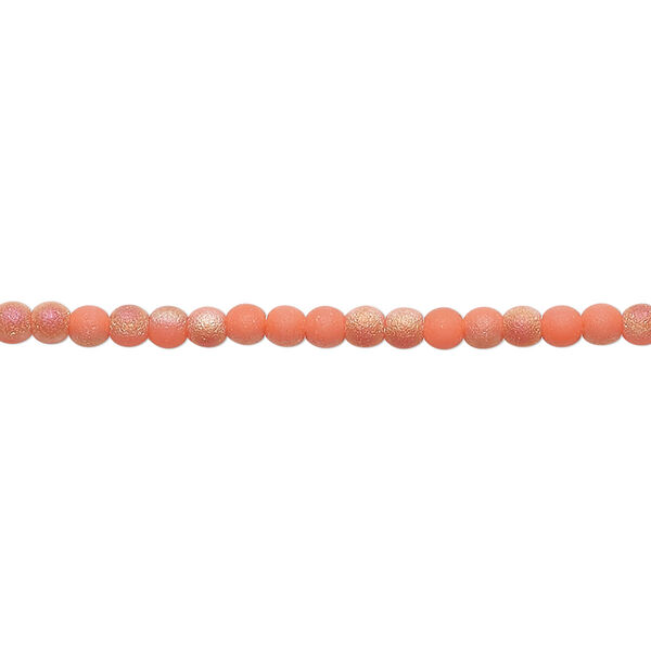 Bead, glass, translucent matte tangerine AB, 2.5mm round. Sold per 15-1/2 to 16-inch strand. image number 0