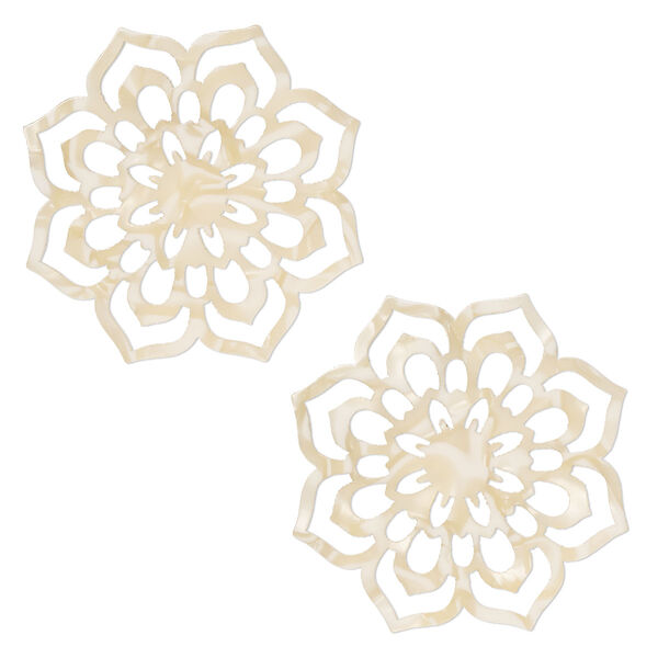 Focal, resin, tan, 50mm flower with cutouts. Sold per pkg of 2. image number 0