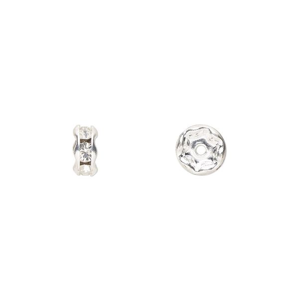 Bead 720pk crystal silver plate, Preciosa Czech crystal 6x3mm rondelle image number 0