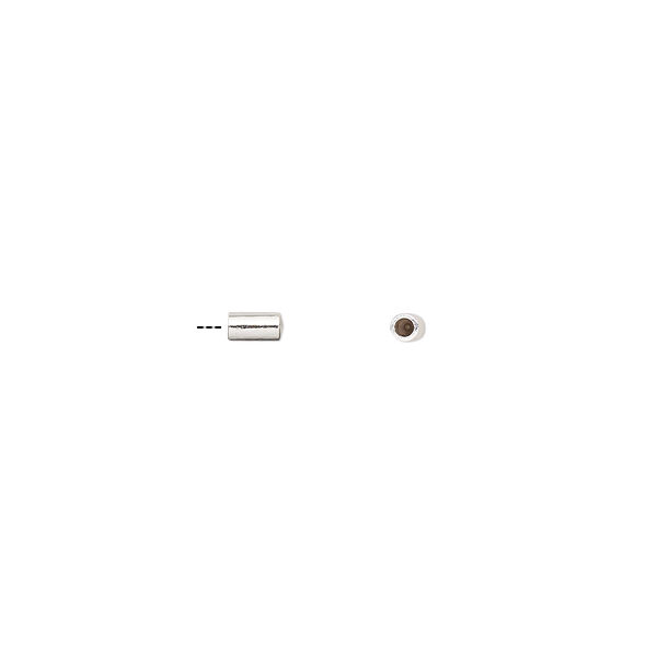 Cord cap, glue-in, silver-finished brass, 4.5x2mm with 1.3mm inside diameter. Sold per pkg of 6. image number 0