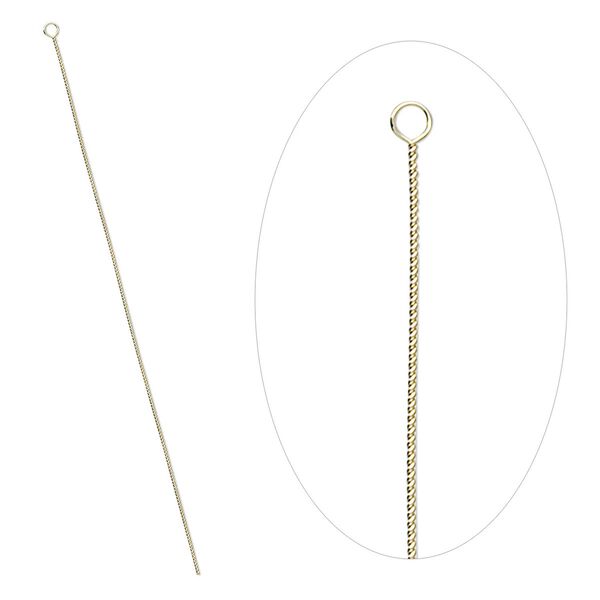 Needle, brass, 2-1/2 to 3-inch twisted, heavy. Sold per pkg of 100. image number 0