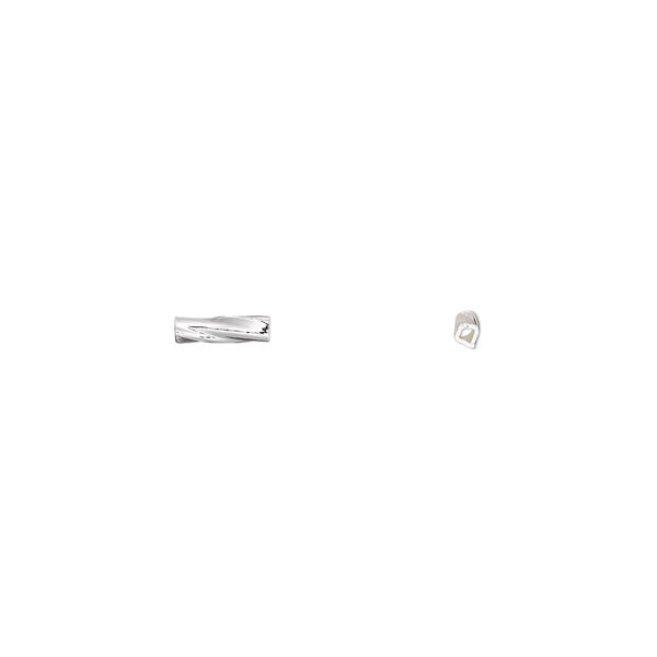 Bead, silver-finished brass, 6x1.5mm liquid twisted tube. Sold per 1-ounce pkg, approximately 480 beads. image number 0