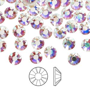 Flat back 24pk crystal AB foil back, Preciosa MAXIMA Czech crystal hotfix rhinestone 6.32-6.5mm chaton rose round SS30