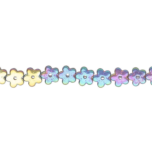 Bead, Hemalyke™ (manmade), rainbow, 6mm flower. Sold per 16-inch strand. image number 0