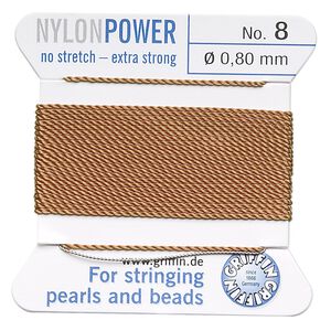 Thread, Griffin, nylon, cornelian, size #8. Sold per 2-meter card (approximately 78 inches).